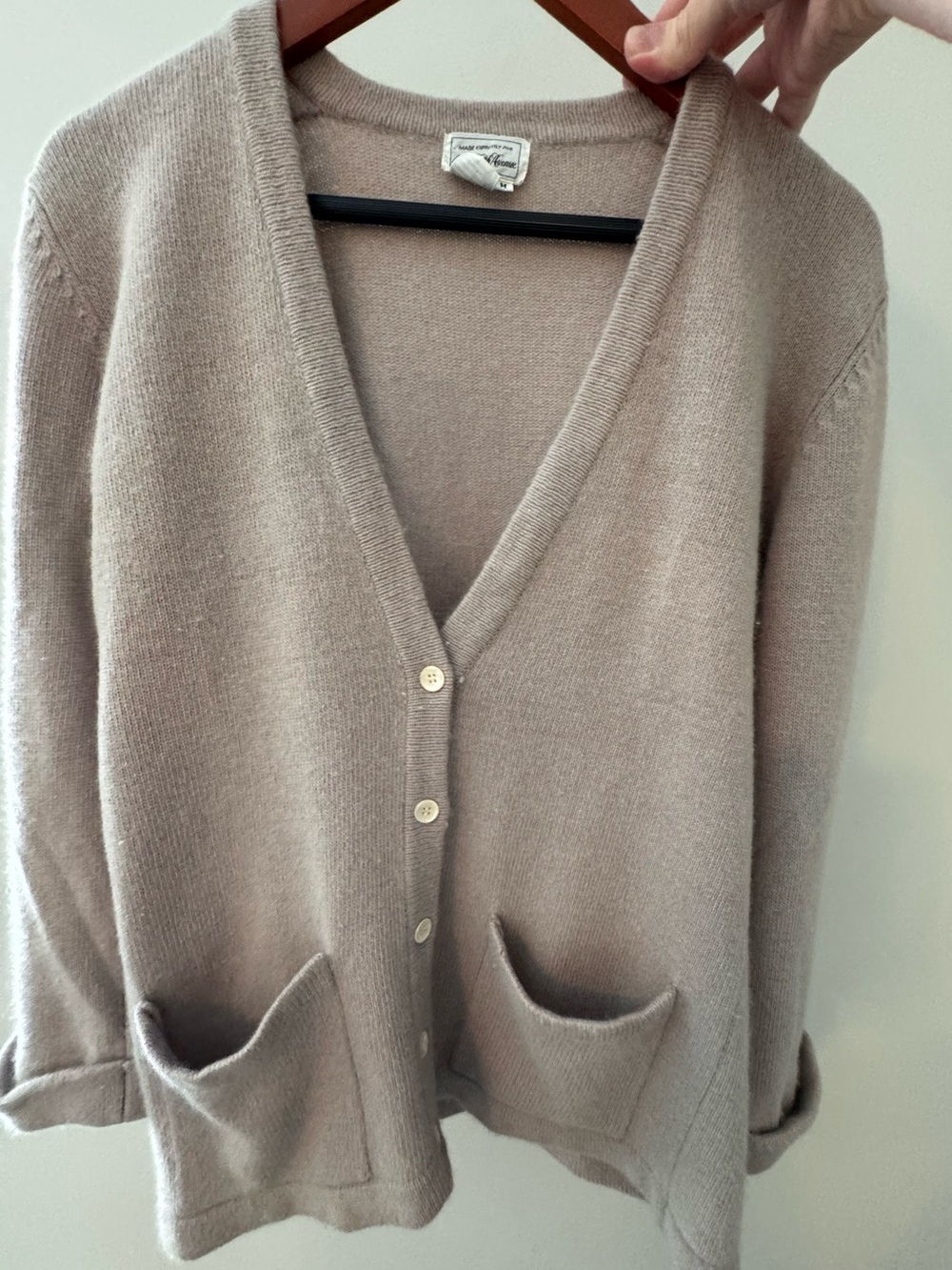 Vintage Saks Fifth Avenue Beige Wool Angora Button-Front Cardigan